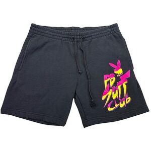 Playboy By PacSun Sweat Shorts Men's Medium Surf Club Graphic Black Fleece Cozy